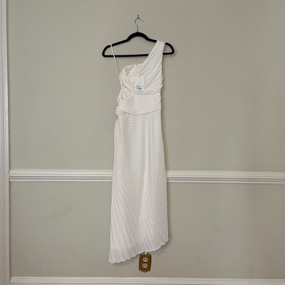 A.L.C. Dahlia one-shoulder cutout pleated crepe wedding maxi dress NWT - Picture 5 of 6